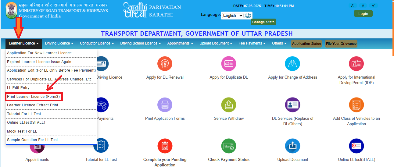 Print Learner Licence Form 3